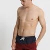 URBAN CLASSICS Block - Short De Bain - Navy/Burgundy
