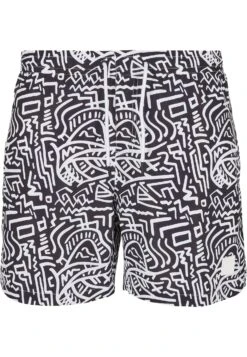 URBAN CLASSICS Pattern - Short De Bain - Signs Aop -Tenues Mode Boutique 1f80e65e0bc64d45bbdd09cc1b173814