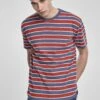 URBAN CLASSICS Yarn Dyed Board Stripe - T-Shirt Basique - Burnedred/Vintageblue