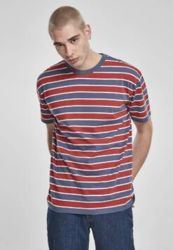 URBAN CLASSICS Yarn Dyed Board Stripe - T-Shirt Basique - Burnedred/Vintageblue