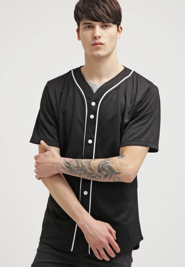 URBAN CLASSICS Baseball - Chemise - Black/White 1 URBAN CLASSICS Baseball - Chemise - Black/White