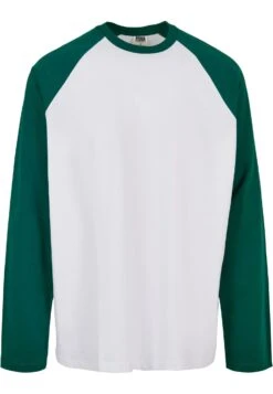 URBAN CLASSICS Organic Oversized Raglan Longsleeve - T-Shirt À Manches Longues - White/Green -Tenues Mode Boutique 4d7058df741e424d8f5f9a055a91f02e