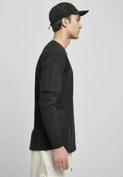 URBAN CLASSICS Oversized Shaped Double Layer Tee - T-Shirt À Manches Longues - Black/Black -Tenues Mode Boutique 7cd22bf6f4d64576873e38f5aa12fa72