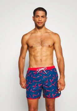 URBAN CLASSICS Pattern Retro Swim - Short De Bain - Blue
