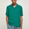 URBAN CLASSICS Viscose Camp Shirt - Chemise - Green