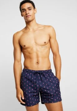 URBAN CLASSICS Pattern - Short De Bain - Dark Blue/Pink