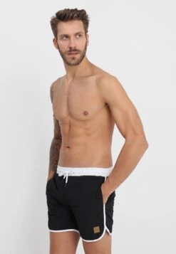 URBAN CLASSICS Retro - Short De Bain - Black/White