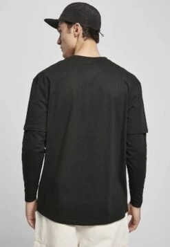 URBAN CLASSICS Oversized Shaped Double Layer Tee - T-Shirt À Manches Longues - Black/Black -Tenues Mode Boutique fd3be47ae017453db2c4e256cd717f99
